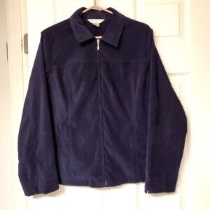 Northern Reflections Vintage Cottagecore Fleece Full Zip Jacket Pockets Navy